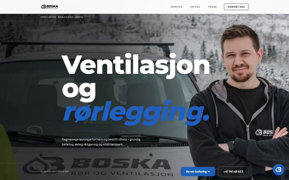 Forsiden til boskaror.no på PC