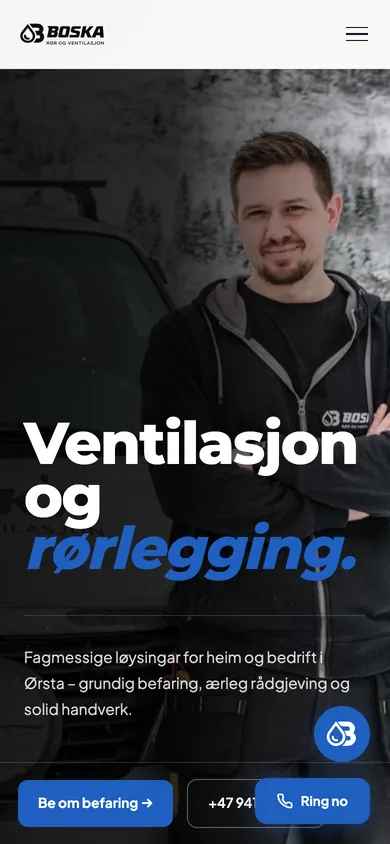 Forsiden til boskaror.no på mobil